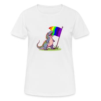 Drôle de dinosaure LGBT Community Pride Lesbienne Gay - T-shirt respirant Femme - blanc - Devant - AI Model Female 172 dark (172cm)