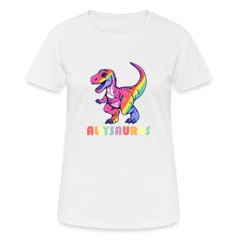 Allysaurus Dino LGBT Transgender Dinosaur Lover - T-shirt respirant Femme - blanc - Devant - AI Model Female 172 dark (172cm)