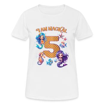Mermaid Birthday 5 years - Women's Breathable T-Shirt - white - Front - AI Model Female 172 dark (172cm)