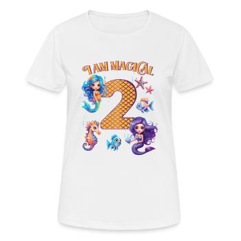 Anniversaire de la sirène 2 ans - T-shirt respirant Femme - blanc - Devant - AI Model Female 172 dark (172cm)