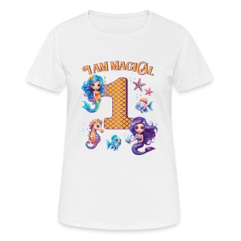 Mermaid Birthday 1 year - Women's Breathable T-Shirt - white - Front - AI Model Female 172 dark (172cm)