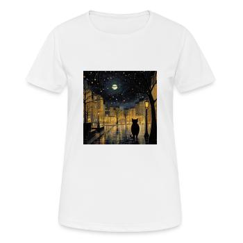 Von Gustav Klimt inspiriertes Katzenkunstwerk - Frauen T-Shirt atmungsaktiv - Weiß - Vorne - AI Model Female 172 dark (172cm)