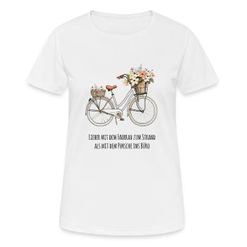 Fahrrad Strand - Frauen T-Shirt atmungsaktiv - Weiß - Vorne - AI Model Female 172 dark (172cm)
