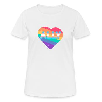 Ally Rainbow Flag Heart pour le jeu de mots LGBT transgenre - T-shirt respirant Femme - blanc - Devant - AI Model Female 172 dark (172cm)