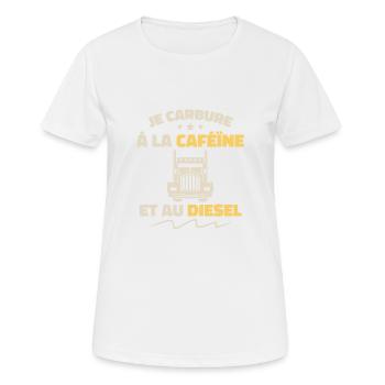 Chauffeur Routier Caféïne Et Diesel - T-shirt respirant Femme - blanc - Devant - AI Model Female 172 dark (172cm)