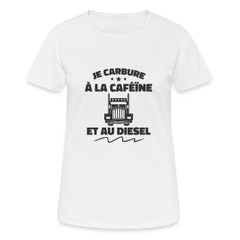 Chauffeur Routier Caféïne Et Diesel - T-shirt respirant Femme - blanc - Devant - AI Model Female 172 dark (172cm)