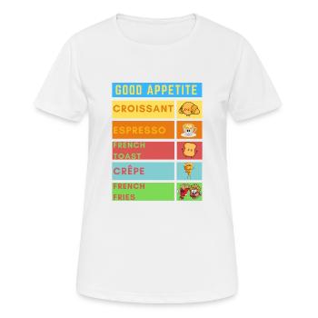 Bon appetit menu pour le petit déjeuner - T-shirt respirant Femme - blanc - Devant - AI Model Female 172 dark (172cm)