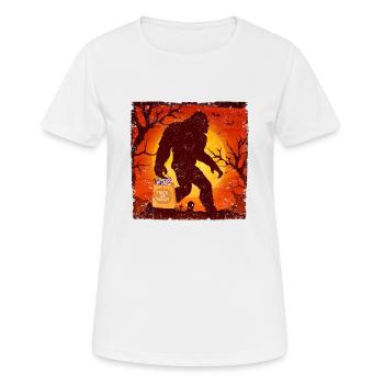 Drôle de tour ou de friandise Halloween Bigfoot - T-shirt respirant Femme - blanc - Devant - AI Model Female 172 dark (172cm)