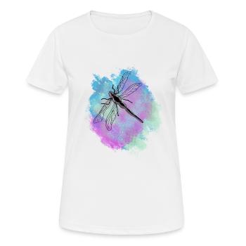 Libellule - coloré - aquarelle - hippie - T-shirt respirant Femme - blanc - Devant - AI Model Female 172 dark (172cm)