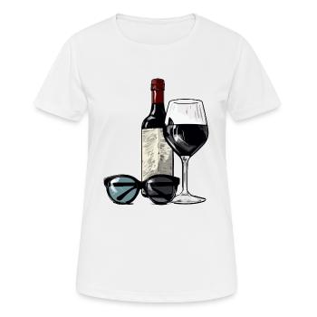 Glas Wein und Flasche Nr. 3 - Frauen T-Shirt atmungsaktiv - Weiß - Vorne - AI Model Female 172 dark (172cm)