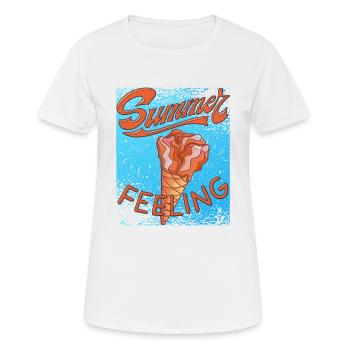 SUMMER FEELING EIS - Frauen T-Shirt atmungsaktiv - Weiß - Vorne - AI Model Female 172 dark (172cm)
