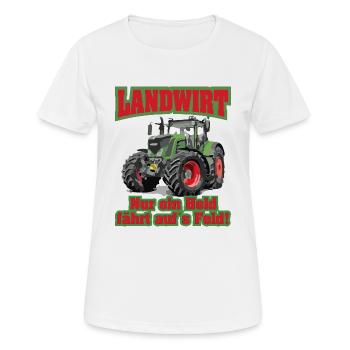 Landwirt Nur ein Held fährt auf´s Feld Bauer - Frauen T-Shirt atmungsaktiv - Weiß - Vorne - AI Model Female 172 dark (172cm)