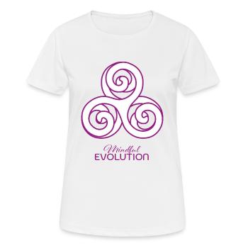 Triskele Sixkele mindful evolution & I will rise - Frauen T-Shirt atmungsaktiv - Weiß - Vorne - AI Model Female 172 dark (172cm)