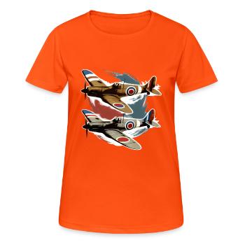 Pilot Spitfire Flugzeug Flieger Militär - Frauen T-Shirt atmungsaktiv - Neonorange - Vorne - AI Model Female 172 dark (172cm)