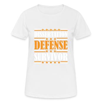 Survivant de la soutenance de thèse 9 - T-shirt respirant Femme - blanc - Devant - AI Model Female 172 dark (172cm)