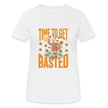 Zeit, sich zu besaufen Lustige biertrinkende Thank - Frauen T-Shirt atmungsaktiv - Weiß - Vorne - AI Model Female 172 dark (172cm)