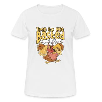 Zeit, sich zu besaufen Lustige biertrinkende Thank - Frauen T-Shirt atmungsaktiv - Weiß - Vorne - AI Model Female 172 dark (172cm)