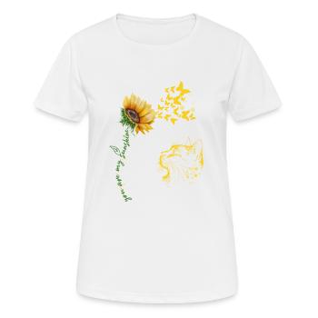Chat avec Tournesol et Papillons Peinture - T-shirt respirant Femme - blanc - Devant - AI Model Female 172 dark (172cm)