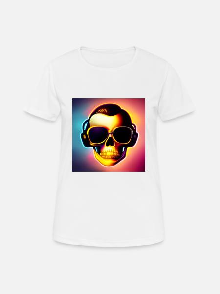 Skull with sunglasses & headphones - cool-rockig - Women's Breathable T-Shirt - white