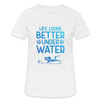 tauchen unter wasser - Frauen T-Shirt atmungsaktiv - Weiß - Vorne - AI Model Female 172 dark (172cm)