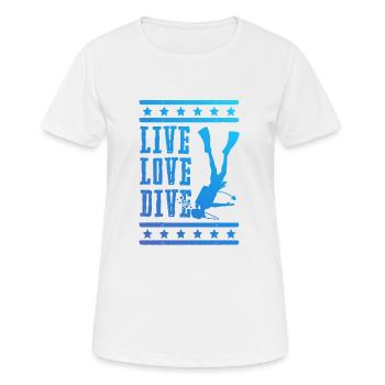 Life, Love, Diving - Women's Breathable T-Shirt - white - Front - AI Model Female 172 dark (172cm)