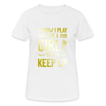 Fille de hockey sur gazon - T-shirt respirant Femme - blanc - Devant - AI Model Female 172 dark (172cm)