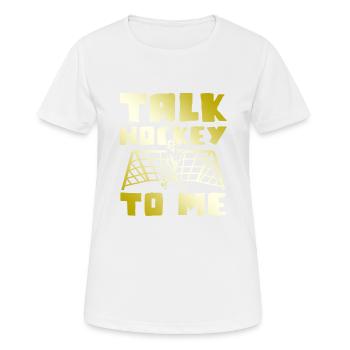 Field hockey sport - Women's Breathable T-Shirt - white - Front - AI Model Female 172 dark (172cm)