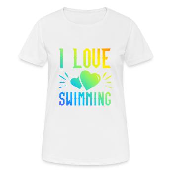 Ich liebe Schwimmen - Frauen T-Shirt atmungsaktiv - Weiß - Vorne - AI Model Female 172 dark (172cm)
