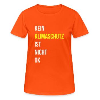Klima Klimaschutz Spruch - Frauen T-Shirt atmungsaktiv - Neonorange - Vorne - AI Model Female 172 dark (172cm)