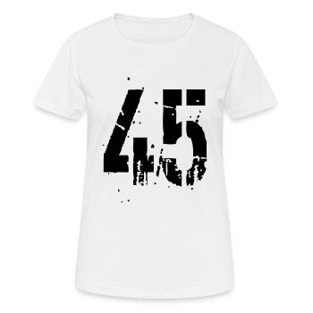 45 Nummer 45 - Frauen T-Shirt atmungsaktiv - Weiß - Vorne - AI Model Female 172 dark (172cm)