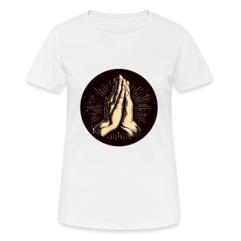 VOS MAINS PRIENT - T-shirt respirant Femme - blanc - Devant - AI Model Female 172 dark (172cm)