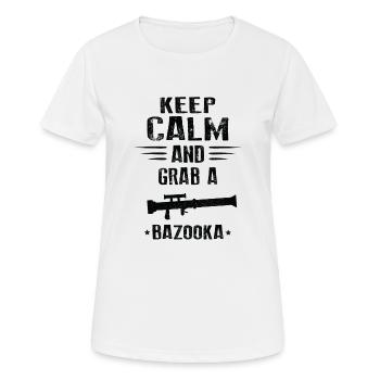 RESTEZ CALME ET PRENEZ UN BAZOOKA - T-shirt respirant Femme - blanc - Devant - AI Model Female 172 dark (172cm)