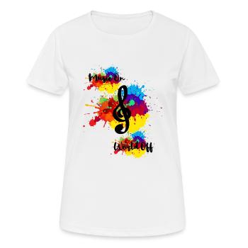 music on world off - Frauen T-Shirt atmungsaktiv - Weiß - Vorne - AI Model Female 172 dark (172cm)