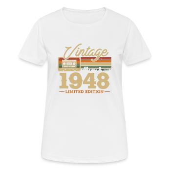 1948 - 75/76. Geburtstag - Frauen T-Shirt atmungsaktiv - Weiß - Vorne - AI Model Female 172 dark (172cm)