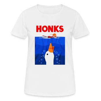 Honk Jaws Funny Goose Duck - Women's Breathable T-Shirt - white - Front - AI Model Female 172 dark (172cm)