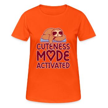 Cuteness Mode Activated 2 - Frauen T-Shirt atmungsaktiv - Neonorange - Vorne - AI Model Female 172 dark (172cm)