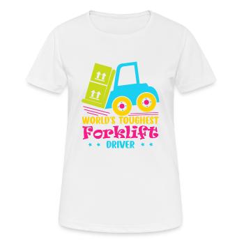 Le conducteur de chariot élévateur le plus robuste au monde - T-shirt respirant Femme - blanc - Devant - AI Model Female 172 dark (172cm)