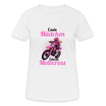 Motocross Motorradfahrerin Bikerin Motorrad - Frauen T-Shirt atmungsaktiv - Weiß - Vorne - AI Model Female 172 dark (172cm)