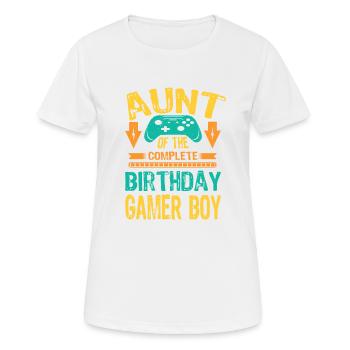 Aunt Of the Birthday Boy Gaming Family Party Gift - Frauen T-Shirt atmungsaktiv - Weiß - Vorne - AI Model Female 172 dark (172cm)