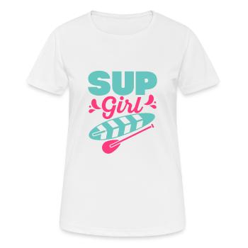 SUP Girl Stand Up Paddling Board - Frauen T-Shirt atmungsaktiv - Weiß - Vorne - AI Model Female 172 dark (172cm)