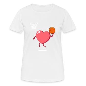 Joueur de basket-ball Heart Dunking de la Saint-Valentin - T-shirt respirant Femme - blanc - Devant - AI Model Female 172 dark (172cm)
