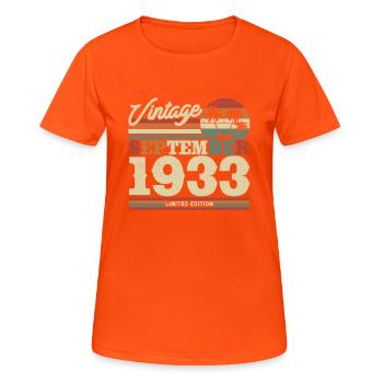 Vintage Geburtstagsgeschenk 90/91 Jahre - Frauen T-Shirt atmungsaktiv - Neonorange - Vorne - AI Model Female 172 dark (172cm)