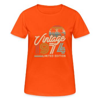 Gift 49/50 Years Vintage 1974 - Women's Breathable T-Shirt - neon orange - Front - AI Model Female 172 dark (172cm)