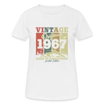 À l’origine 1967 Vintage Birthday Retro - T-shirt respirant Femme - blanc - Devant - AI Model Female 172 dark (172cm)