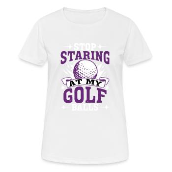 Arrêtez de regarder mes balles de golf 2 - T-shirt respirant Femme - blanc - Devant - AI Model Female 172 dark (172cm)