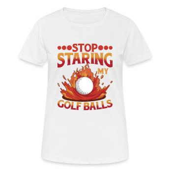 Arrête de regarder mes balles de golf - T-shirt respirant Femme - blanc - Devant - AI Model Female 172 dark (172cm)