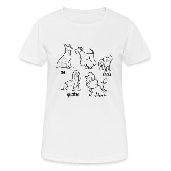 un deux trois quatre chien funny french dog tee - Women's Breathable T-Shirt - white - Front - AI Model Female 172 dark (172cm)