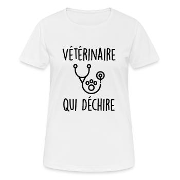 Vétérinaire Qui Déchire - T-shirt respirant Femme - blanc - Devant - AI Model Female 172 dark (172cm)