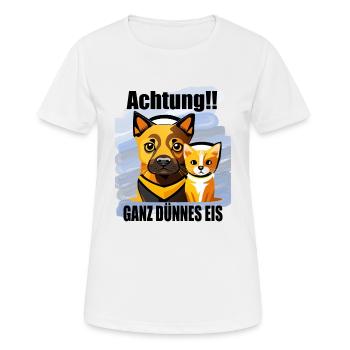 Hund und Katze passen auf - Frauen T-Shirt atmungsaktiv - Weiß - Vorne - AI Model Female 172 dark (172cm)