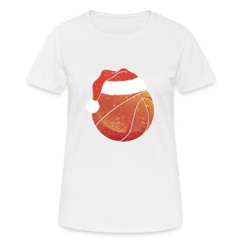 Bal de Noël de basketball Chapeau du Père Noël - T-shirt respirant Femme - blanc - Devant - AI Model Female 172 dark (172cm)